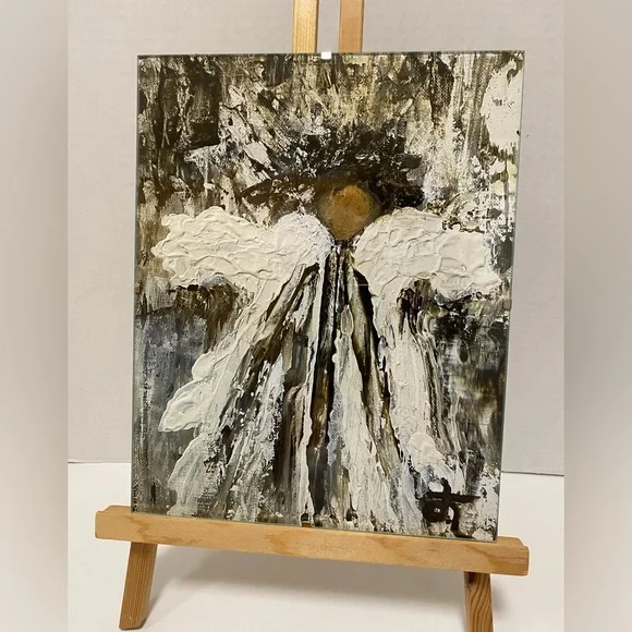 Abstract Angel Wall Art Print Framed-Browns and White made from my original art. - Picture 5 of 5
